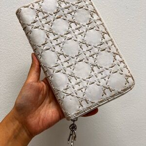 Dior white and Tan Patterned Wallet